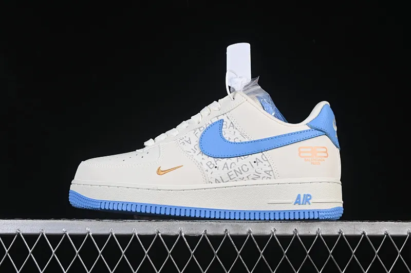 All categories Nk Air Force 1 Air Force series Nk Air Force 1 Low Air Force low-top Nike Air Force 1'07 Low Balenciaga co-branded white blue gold Air Force 1 low-top casual sneakers YF9511-803